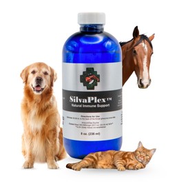 SilvaPlex Natural Immune Support Solution for Dogs, Cats, Horses, Small Animals, 100 PPM Chelated Silver (8 oz)