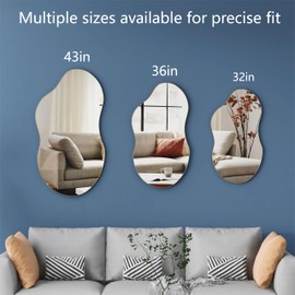 SHYFOY Irregular Wall Mirror Decorative, Silver Asymmetrical Mirror for Wall Decor, Wavy Accent Mirrors for Living Room Bathroom Bedroom Entryway, Abstract Irregular Shape Curvy Mirror, 22"x36"