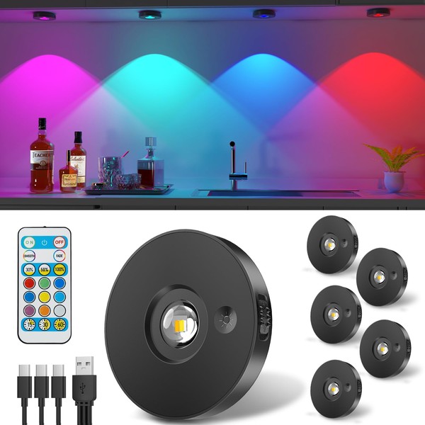 Feliigo Feliigo USB Aufladbar RGB LED Spots Akku, LED Schrankbeleuchtung
