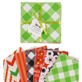 Soimoi Christmas Theme Print Precut 5-inch Cotton Fabric Quilting Squares Charm Pack DIY Patchwork Sewing Craft