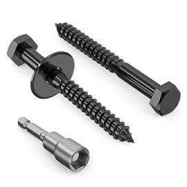 Valorada 12Pcs M8 x 75mm Coach Screws, Heavy Duty Lag Bolts 304 Stainless Steel, 75mm Wood Screws, Hex Head Partial Thread Black Oxide, with Washers and Hex Socket Drill Bit