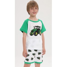 Little Hand Boys Tractor Pyjamas Set Kids Cotton Pjs Short Sleeve Sleepwear Nightwear Toddler Outfits Age 2-3 Years