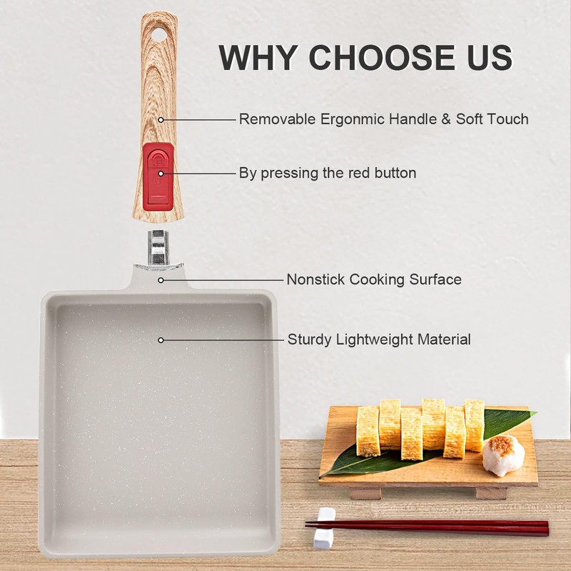 AIKENBBKK Japanese Omelette Pan Nonstick, Large Tamagoyaki Pan Egg Roll