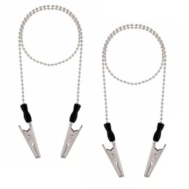 2 PCS Dental Bib Chain with Clips Metal Napkin Clip Chain Adjustable Reusable Running Bib Clips Keep Your Napkin Securely Placed While Dining, Silver