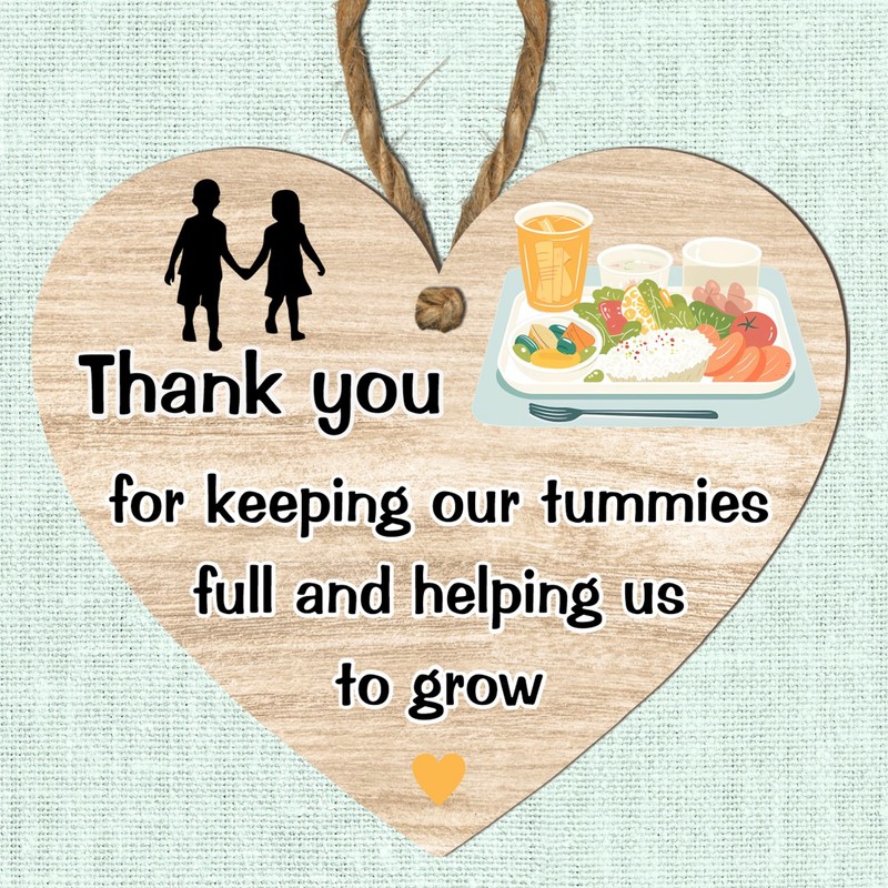 Thank You Dinner Lady Heart Plaque - Exquisite Handcrafted Wooden