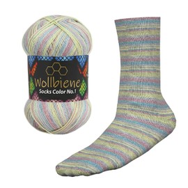 Wollbiene Socks Colour Sock Wool, 100 g, 4-Ply Knitting and Crochet, 75% Virgin Wool, Colour Gradient Wool, Knitting Wool Socks (56 Magic)