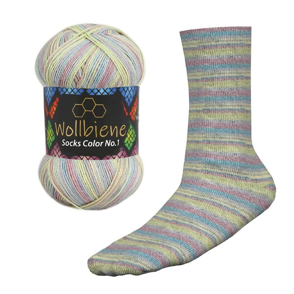 Wollbiene Socks Colour Sock Wool, 100 g, 4-Ply Knitting and