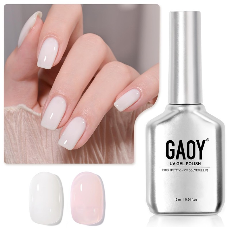 GAOY- Esmalte de uñas en gel rosa claro transparente, 16