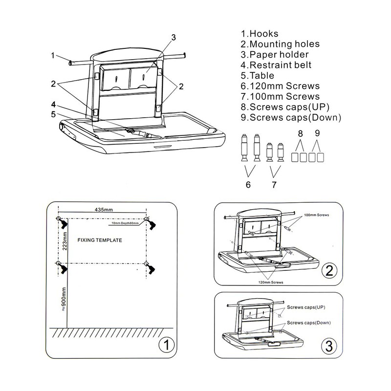 Fold-Down Baby Changing Diaper Station - Horizontal Wall Mounted, Sturdy
