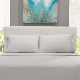 4 Piece 100% Microfiber Sheets Set, Cool & Breathable Deep Pockets Timeless Solid Color Design Silver Gray Sheet Queen Size, Fabric Calm Relaxing Super Soft Cozy Comfy Luxury Bedding Set