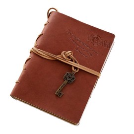 JNALFG Journal Key Pattern Diary Secret Notebook Notepad Diary Solid Album Notebook Sketchbook Antique Retro Travel Notebook (Coffee)