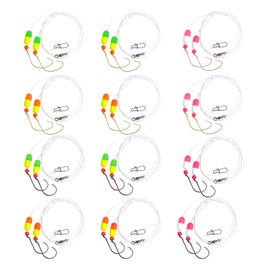 Eupheng Saltwater Pre Rigged Pompano Rigs for Surf Fishing High Low Rigs with Floats Beads Double Circle/Wide Gap Hooks 6/12PCS (6PCS-1/0# Wide Gap Hook + 6PCS-1/0# Circle Hook-3 Colors)
