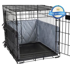 Dog Crate Bumpers for Inside Crate-with Ties，Gray Dog Crate Training Pads, Create a Safe and Comfortable Crate, Dog Tail Protector (Bumper Only, Crate Not Included) 42"X28"X10"