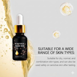 Aceite de semilla negra de café, aceite ligero y suave para la piel, sérum facial que fortalece la barrera cutánea, antiedad, suaviza las líneas de expresión y reduce las arrugas, no graso. (4pcs)