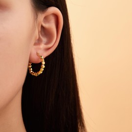 Aprilery Gold Hoop Earrings for Women, Trendy Heart Waterdrop Chunky Gold Statement Hoops Lightweight Hypoallergenic Gold Plated Earrings Jewelry for Teen Girls Gifts for Women (Gold flower)