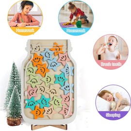 Reward Glass for Children, Star Reward Jars, Reward System Classroom Motivational Reward Glass, Reward Glasses for Toddlers, for Home and School Use (Smiling Face)