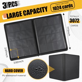 Clysee 3 Pcs 16 Pocket Trading Card Binder 3000+ Pockets Binder Album Compatible with Mtg, Sports, Standard Size Card for Collector