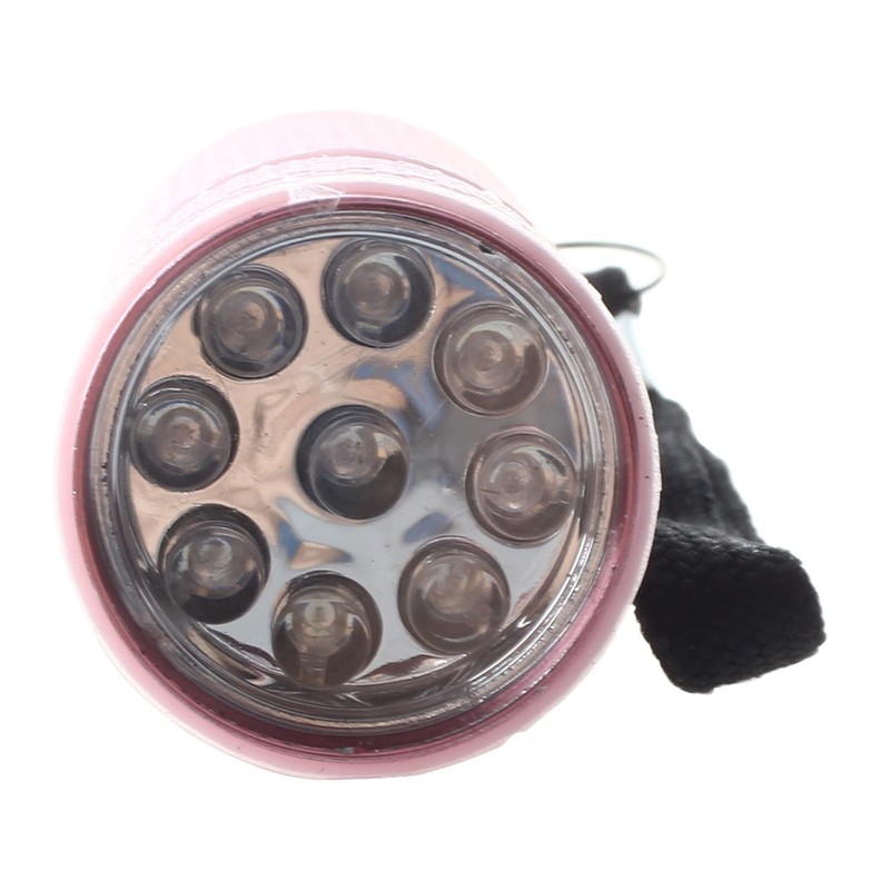 2X Outdoor Mini Pink Rubber Coated 9-LED Flashlight Torch