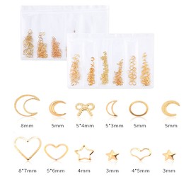 2 Pack Alloy Nail Art Charms Set Nail Jewels Charms Nail Studs Heart Moon Rivet Gems Nail Art Supplies Charms Nail Art Charms Accessories for Manicure Tips Designs Nail Art Kit，Gold
