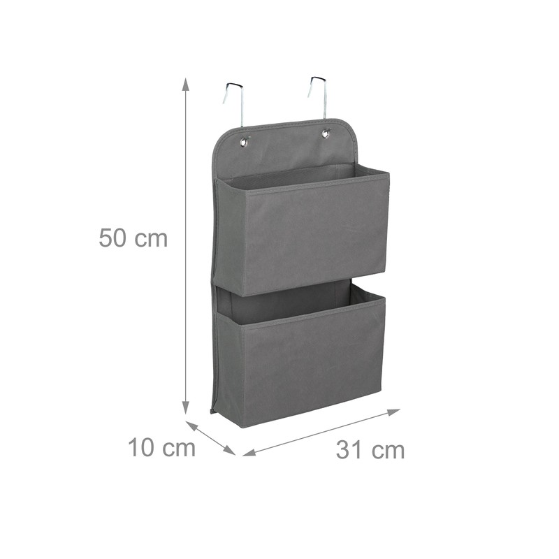 Relaxdays Hanging Organiser, 2 Compartments, Door & Wall, Door Shelf