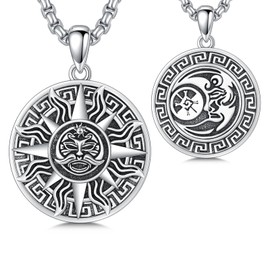 SIMONLY Sun and Moon Necklace for Men 925 Sterling Silver Sun and Moon Pendant Necklace Oxidized Sun and Moon Jewelry Gifts for Couples Friends