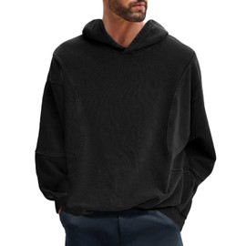 Hilltichu Men’s Long Sleeve Lightweight Sweatshirts Oversized Fit Pullover Hoodies Black