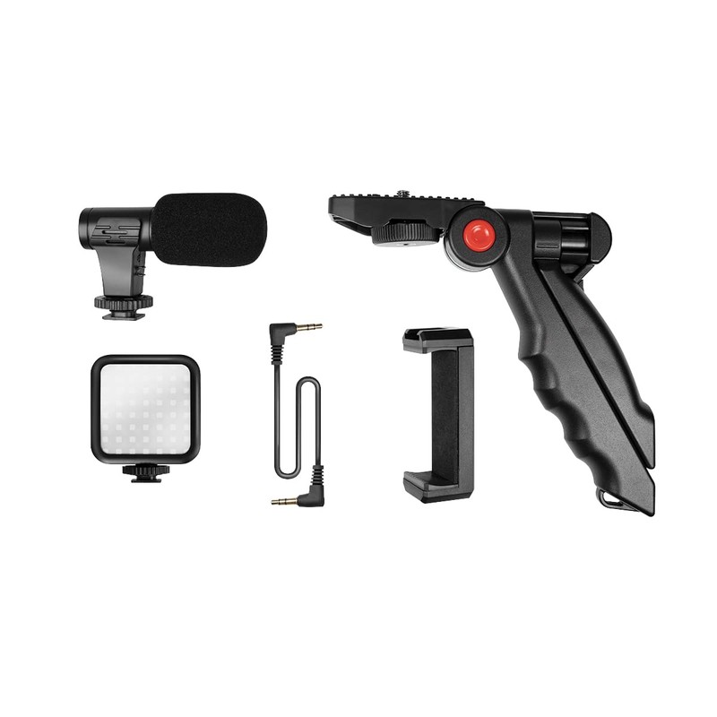 LogiLink Vlogger Kit with LED Light (36 LEDs) Shotgun Microphone