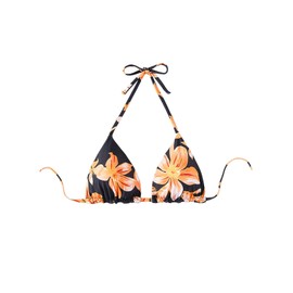 Milumia - Parte superior de bikini reversible floral para mujer, Negro -, Small
