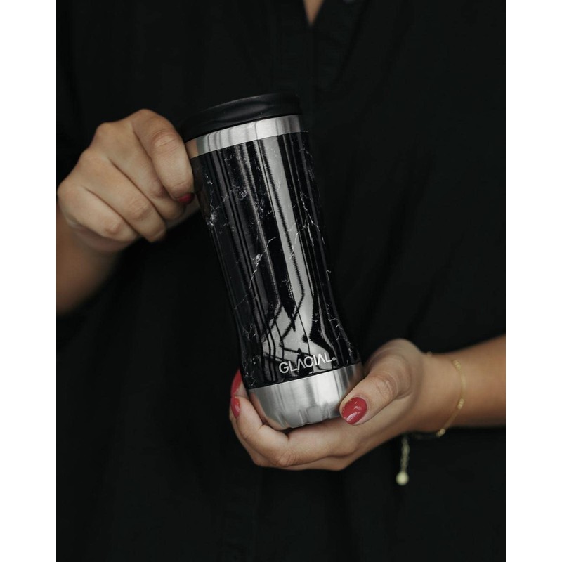 GLACIAL Black Marble Tumbler