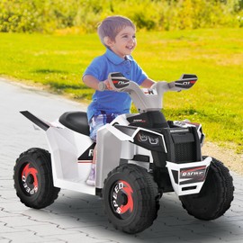 HONEY JOY Ride On ATV, 6V Battery Powered Toddler Ride On Toy, Electric Vehicle for Kids, Forward/Backward, Foot Pedal, 4 Wheeler Quad Car, Gift for Boys and Girls (White)