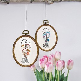 11'' Oval Embroidery Hoops -guofa 5PCS 29CM Display Cross Stitch Hoop Frame, Imitated Wood Embroidery Hoop Ring Sewing Crafts Hanging Decoration