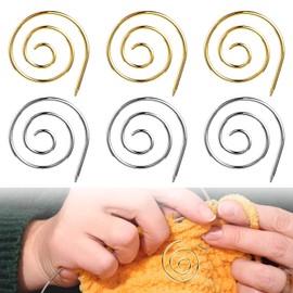 COMNICO Spiral Cable Knitting Needle, 6Pcs Stainless Steel Handmade Knitting Tool Practical Circular Knitting Needles Cable Needles for Knitting Shawl Pin Knitting Bent Tapestry Needles