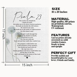 Psalm 23 Wall Art, Psalm 23, Psalms 23 Decor, Scripture Signs Decor, The Lord is My Shepherd, Inspirational Quote Canvas Wall Art, Prayer Room Décor, Christian Wall Décor 14x17 inch