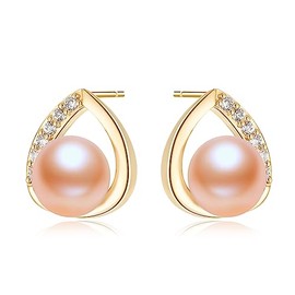 AINUOSHI Pink Pearl Earrings Tear Stud Earrings Women's Jewellery Gifts for Women Mum Girlfriend Mother's Day Birthday, Sterling Silver