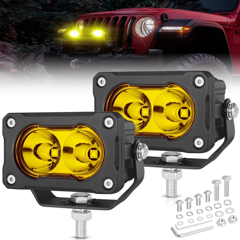 OFFROADTOWN Yellow LED Pods 2PCS 3 Inch Driving Lights 40W