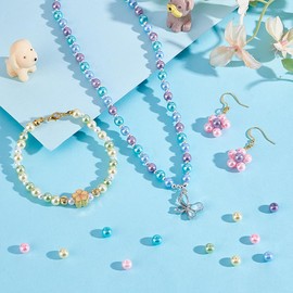 PH PandaHall 300pcs Pearl Beads 6mm Round Glass Pearl Beads, 6 Colors Baking Painted Round Spacer Beads Loose Pearls for Bracelet Necklace Earrings Jewelry Making DIY Crafts Supplies