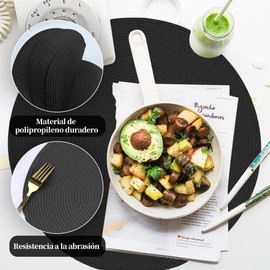 Juego de Manteles individuales Redondos Trenzados Con Posavasos para Mesa de Comedor Antideslizantes Lavables Tapetes Redondos Resistentes al Calor y a las Manchas para Hogar Decoración de Cocina