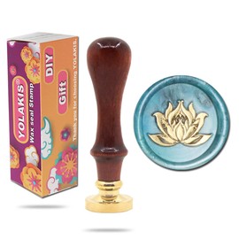 YOLAKIS Lotus Wax Seal Stamp Lotus Seal Stamp Retro Wood Sealing Stamp for Wedding Envelopes Invitation Decoration (Lotus)