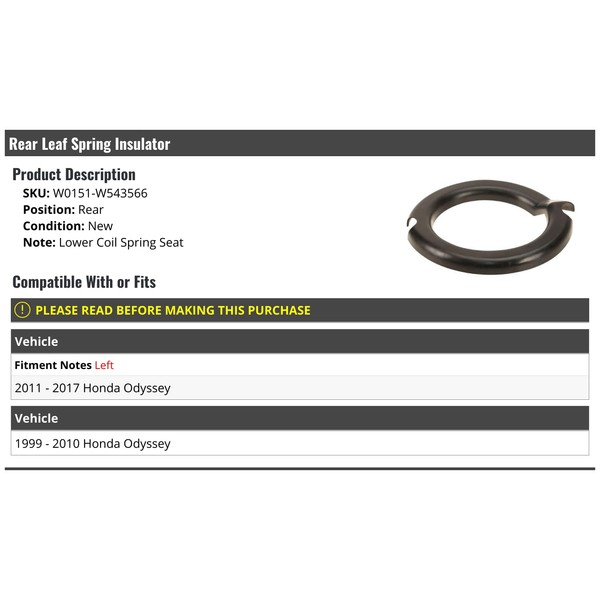 Rear Lower Coil Spring Seat - Compatible with 1999-2017 Honda