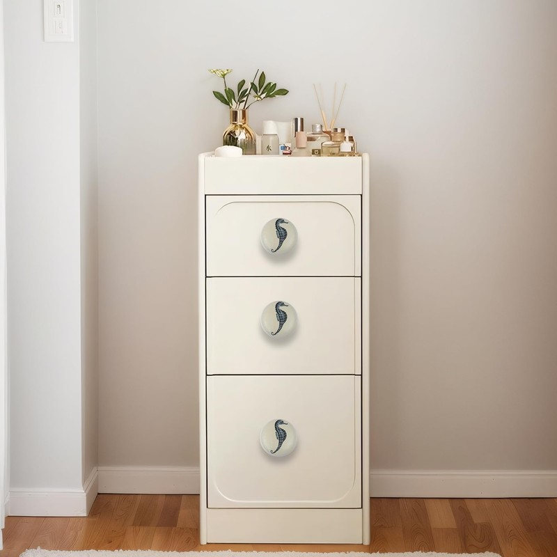 Lasyman 8 Pack 1.5" Ceramic Seahorse Cabinet Knob Unique Ocean
