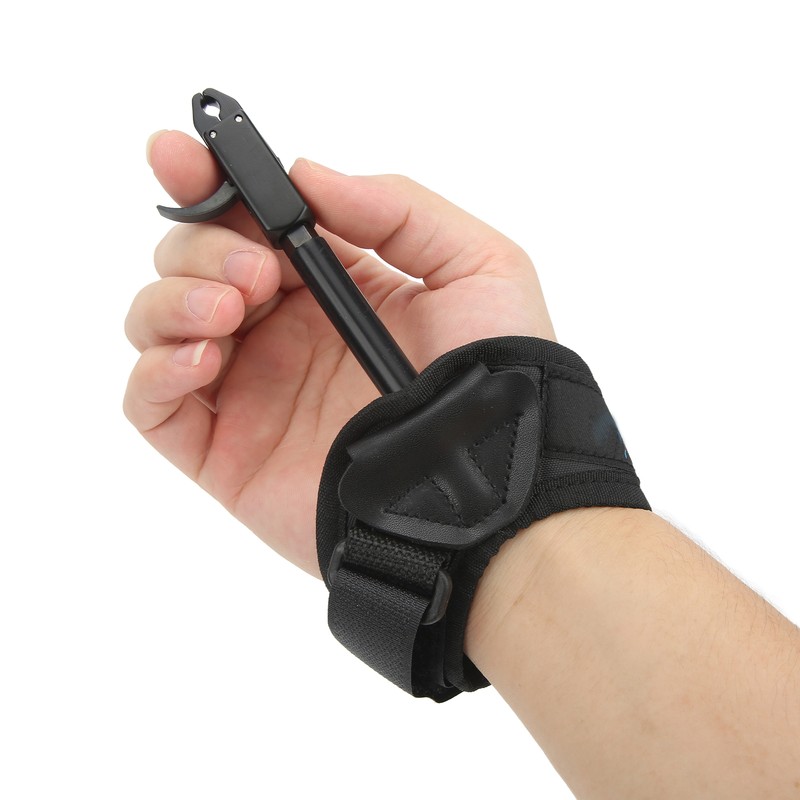 Bow Caliper Release Aid Aluminum Alloy Neoprene Wrist Strap Archery