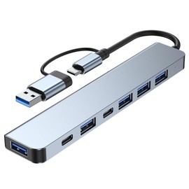 7-in-2 USB C Hub, USB Hub 3.0 Multiport Splitter Adapter with USB 3.0, USB 2.0 Ports, USB C, USB Type C Multiple Plug Splitter