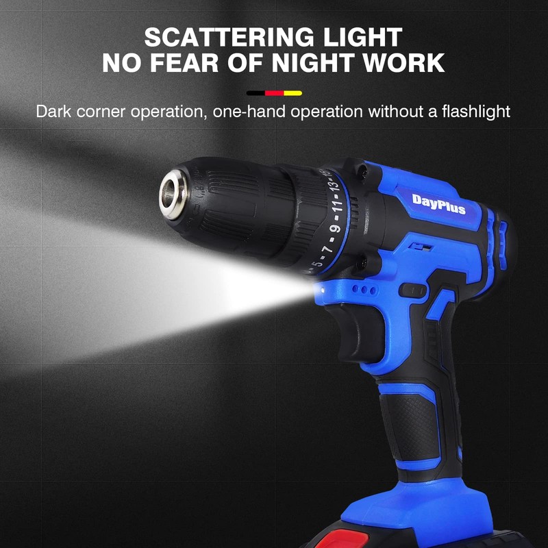 Cordless Power Drill Set, 21V Electric Drill with 2 Battery