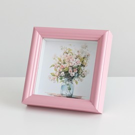 PLUSCHEN 6x6 Pink Picture Frame Resin Photo Frame Wall and Desktop Display, with Plexiglass