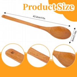 17-inch Large Wooden Spoons for Cooking, Long Handle Wooden Cooking Spoon Mixing Spoon Non Stick Cookware Tasting Stirring Bamboo Spoons for Stirring, Mixing, Canning in Big Pots