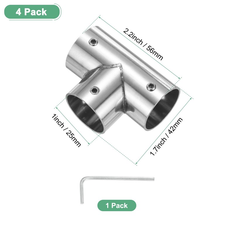 M METERXITY 4-Pack Structural Pipe Connector, Tee Pipe Fittings Stainless