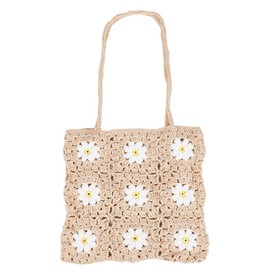 ORIGACH Daisy Crochet Granny Square Shoulder Bag Crochet Handmade Bag for Women Boho Crochet Bag for Shopping, Dating