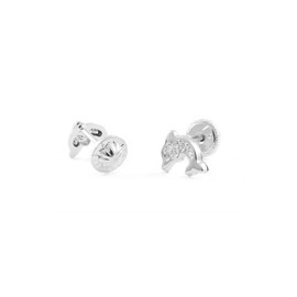 9ct White Gold dolphin Baby Earrings