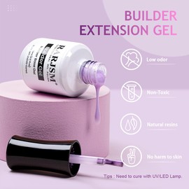 RARJSM Pearl Gel Builder Nail Polish Purple Hard Gel in a Bottle Mermaid Shell Glitter Pearlescent Thick Extension Structure Gel for Nails 15ml Soak Off Curing Requires Salon Home DIY Beginner Use