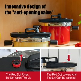 QINGHOU 4.2Quart Natural enamel double lid pressure cooker, One-handed system Multipurpose Pasta Pot,Suitable for dishwashers and many stoves, not for microwaves (Yellow)